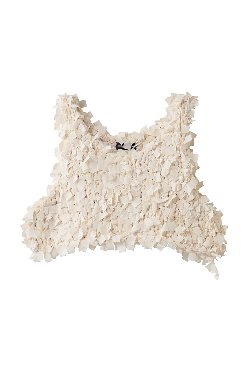 メゾンスペシャル/MAISON SPECIALのRibbon Knit Camisole Tops/リボンニットキャミトップス(O.WHT(オフホワイト)/21252365808)