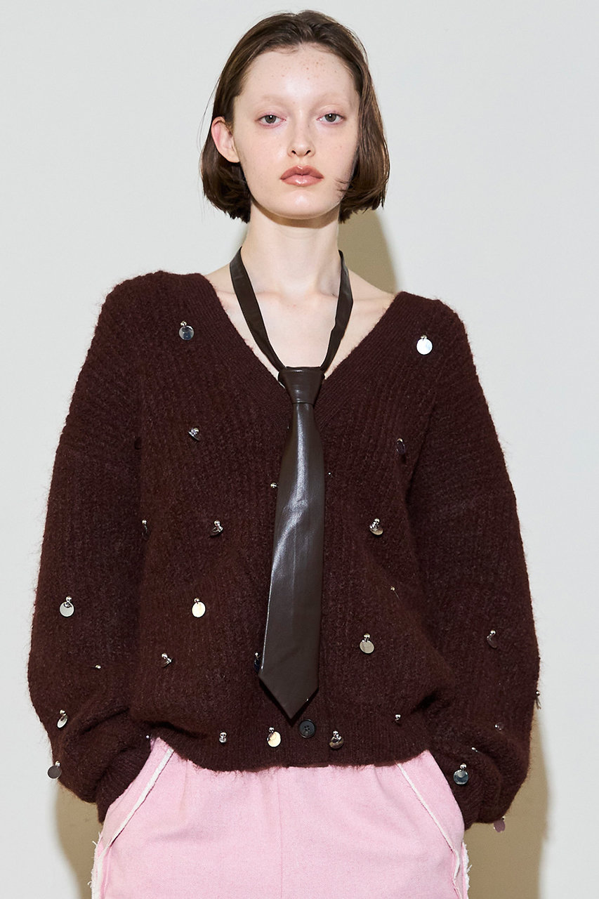 MAISON SPECIAL ブラウン カーディガン MAISON SPECIAL(メゾンスペシャル)｜Spangle Knit Cardigan/スパングル