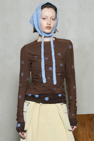 メゾンスペシャル/MAISON SPECIALのSheer Dot Layered Tops/シアードットレイヤードトップス(110100/110103)