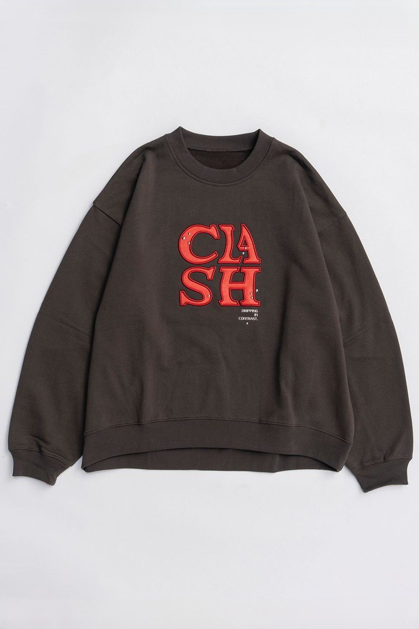 MAISON SPECIAL CLASH Logo Stud Sweatshirt/CLASHロゴスタッズスウェット (C.GRY(チャコールグレー), FREE) メゾンスペシャル ELLE SHOP MAISON SPECIAL CLASH Logo Stud Sweatshirt/CLASHロゴスタッズスウェット (C.GRY(チャコールグレー), FREE) メゾンスペシャル ELLE SHOP