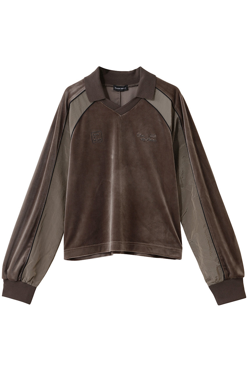 メゾンスペシャル/MAISON SPECIALのVelour Combination Sporty Jersey Tops/ベロアコンビスポーティージャージトップス(BRN(ブラウン)/21252415709)