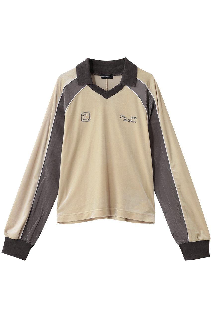 メゾンスペシャル/MAISON SPECIALのVelour Combination Sporty Jersey Tops/ベロアコンビスポーティージャージトップス(YEL(イエロー)/21252415709)