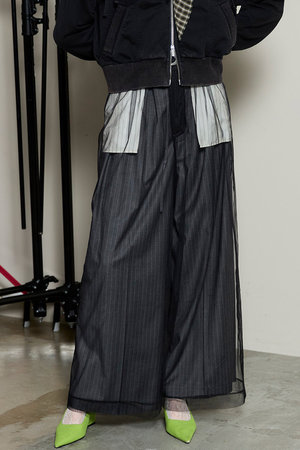 メゾンスペシャル/MAISON SPECIALのTulle Layered Slacks/チュールレイヤードスラックス(110600/110601)