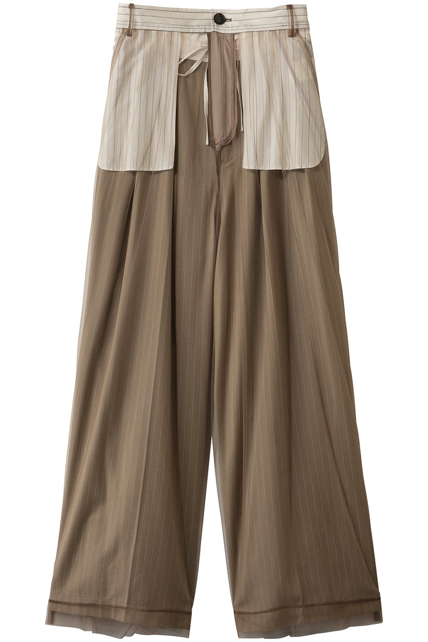 MAISON SPECIAL Tulle Layered Slacks/チュールレイヤードスラックス (BGE(ベージュ), 36) メゾンスペシャル ELLE SHOP