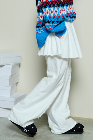 メゾンスペシャル/MAISON SPECIALのFlared Skirt Layered Sweatpants/フレアスカートレイヤースウェットパンツ(110600/110601)