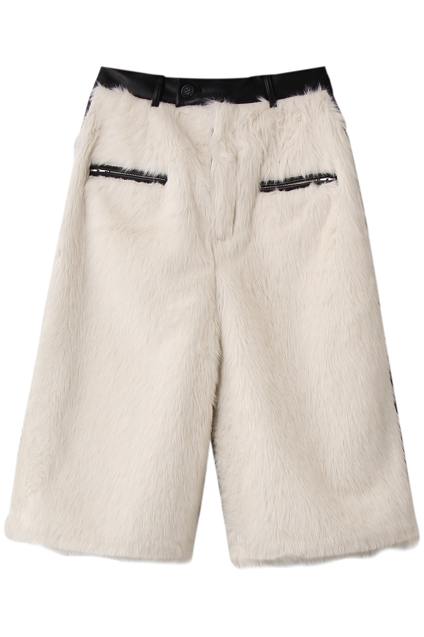 メゾンスペシャル/MAISON SPECIALのLeather And Fur Combination Shorts/レザーファーハーフパンツ(WHT(ホワイト)/21252465815)