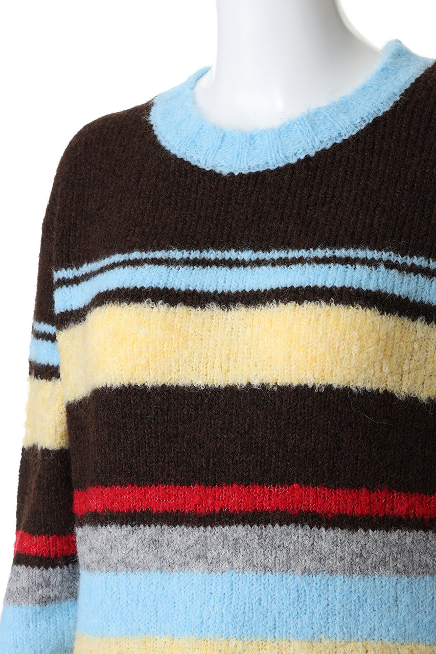 【ブラウン】シルクミックス WJQ ホリゾンタル ボーダー ニット fit=scale-down,w=1200
