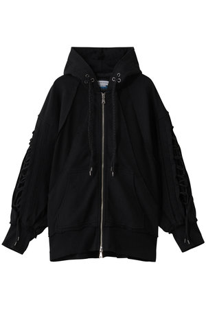 メゾンスペシャル/MAISON SPECIALの【UNISEX】ワッフル切替スウェット レースアップZIPフーディー(110100/110105)