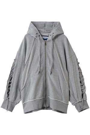 メゾンスペシャル/MAISON SPECIALの【UNISEX】ワッフル切替スウェット レースアップZIPフーディー(110100/110105)