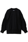 【UNISEX】ワッフル切替スウェット レースアップクルーネックPO