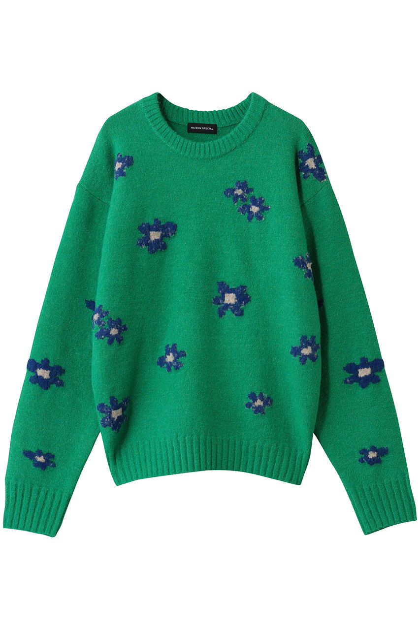 メゾンスペシャル/MAISON SPECIALのMany Flower Knit Pullover/メニーフラワーニットプルオーバー(GRN(グリーン)/21252365711)