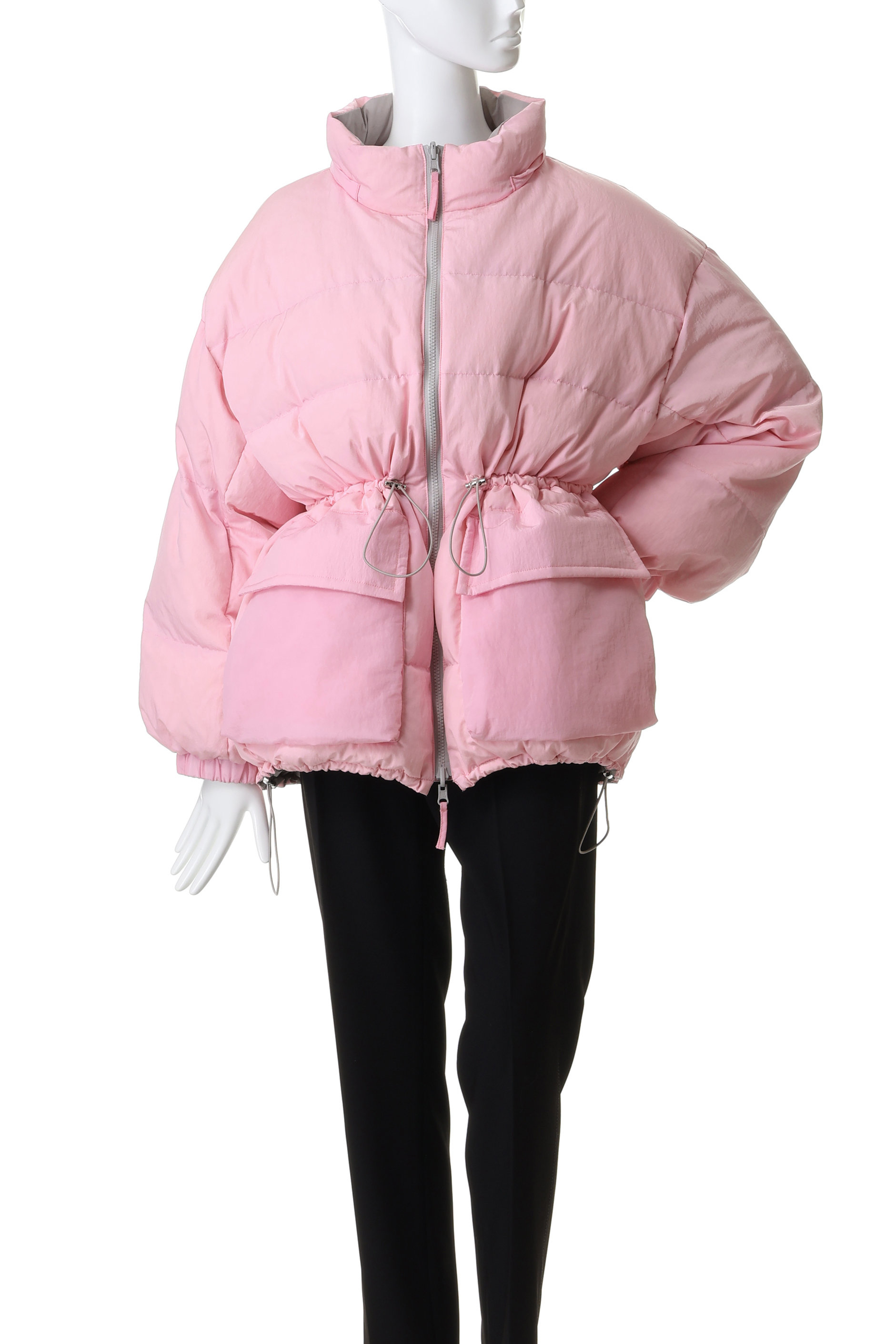 未使用】フィフィ&ロメオ リバーシブルダウンコート ピンク×黒白水玉 S