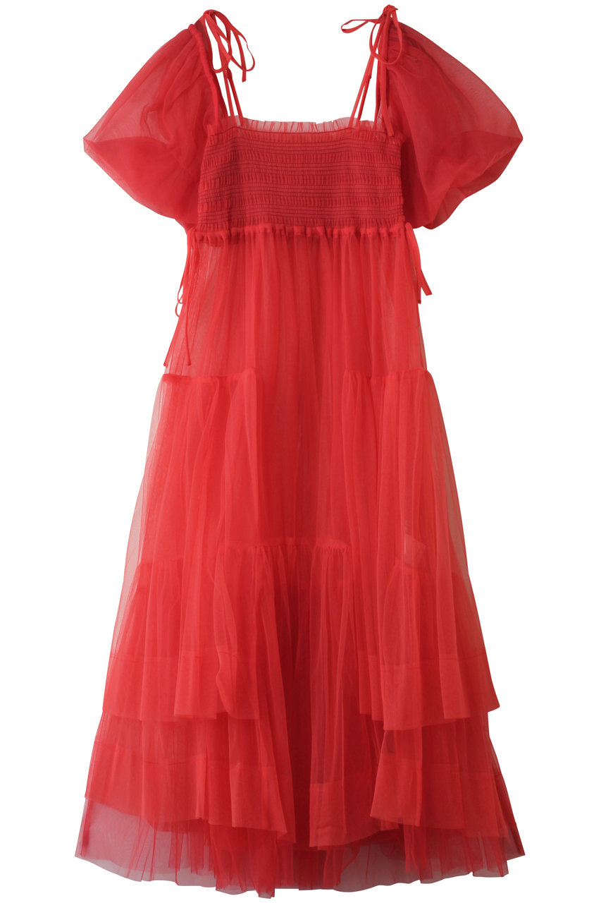 メゾンスペシャル/MAISON SPECIALの2-way Tulle Volume Camisole dress/2WAYチュールボリュームキャミワンピース(RED(レッド)/21252265806)