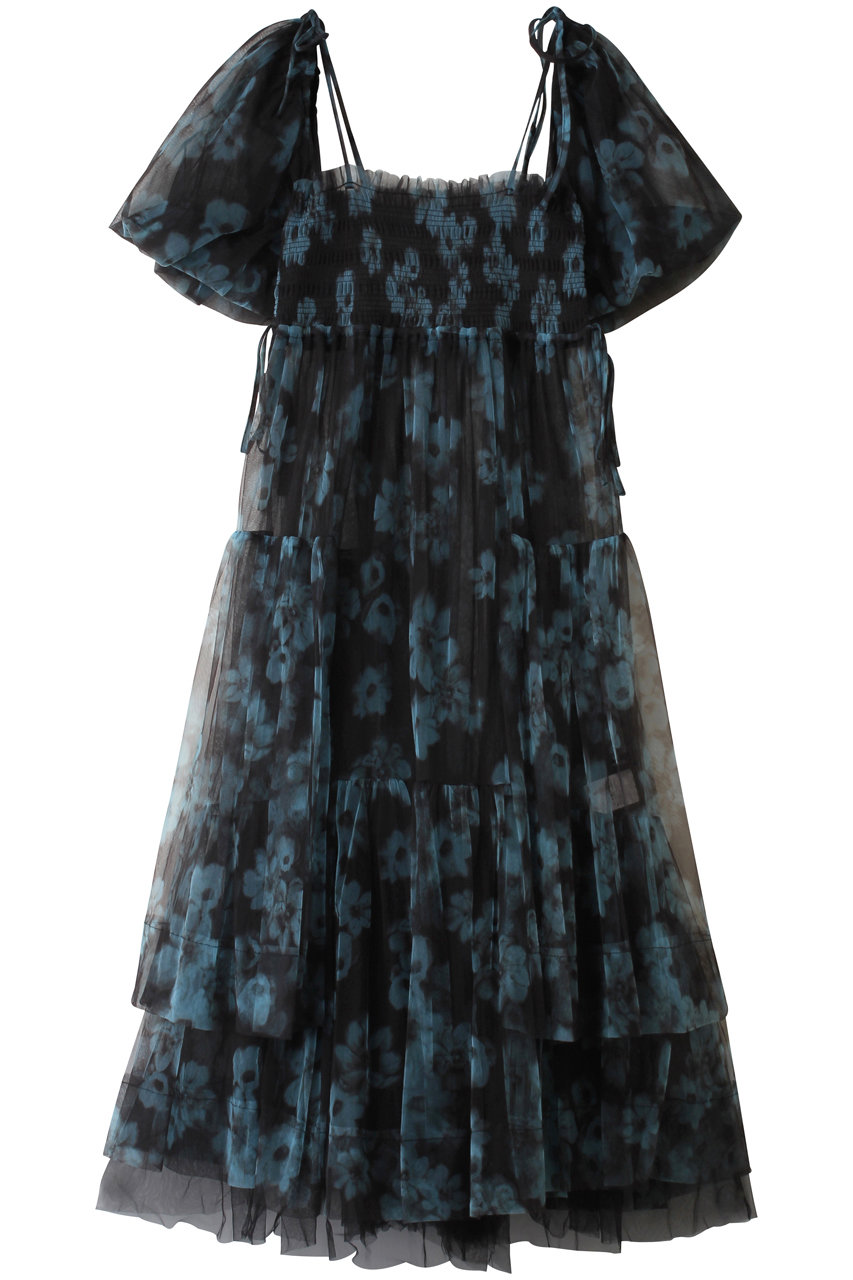 メゾンスペシャル/MAISON SPECIALの2-way tulle Volume Flower Print Camisole Dress/2WAYチュールボリュームフラワープリントキャミワンピース(BLK(ブラック)/21252265807)