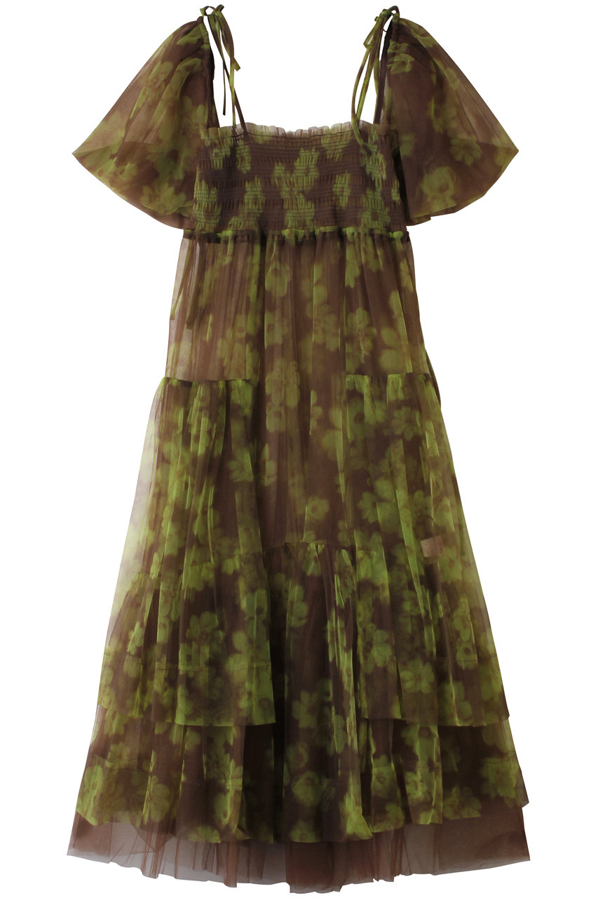 メゾンスペシャル/MAISON SPECIALの2-way tulle Volume Flower Print Camisole Dress/2WAYチュールボリュームフラワープリントキャミワンピース(BRN(ブラウン)/21252265807)