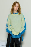 Kid Mohair Two-Tone Knit Top/キッドモヘアバイカラーニットトップ
