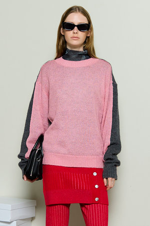 メゾンスペシャル/MAISON SPECIALのKid Mohair Two-Tone Knit Top/キッドモヘアバイカラーニットトップ