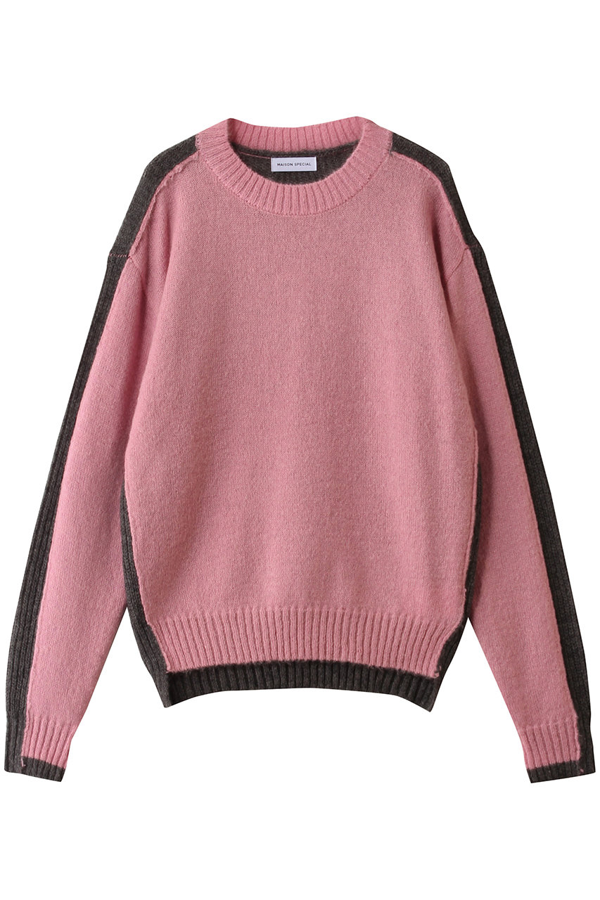 メゾンスペシャル/MAISON SPECIALのKid Mohair Two-Tone Knit Top/キッドモヘアバイカラーニットトップ(PNK(ピンク)/21252365314)