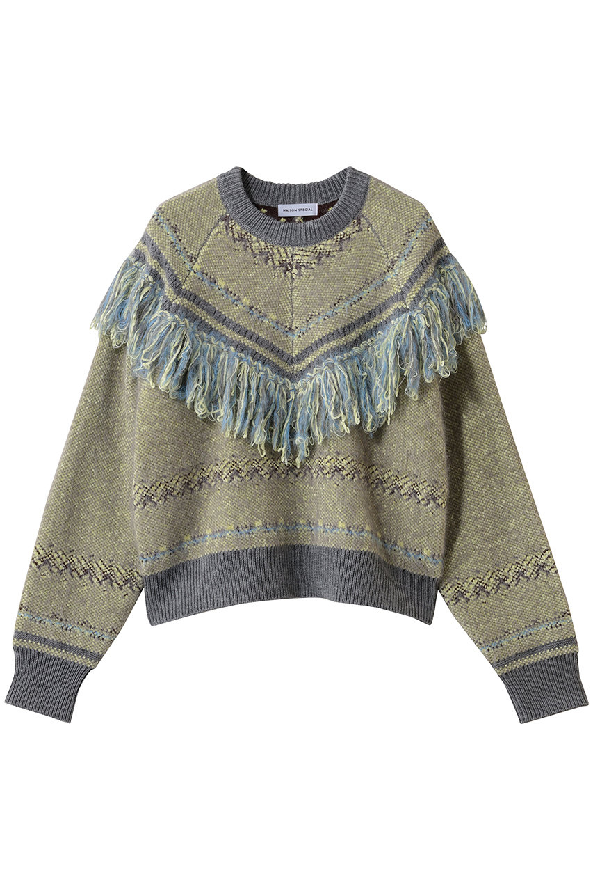 メゾンスペシャル/MAISON SPECIALのFringe Feather Knit/フリンジフェザーニット(GRY(グレー)/21252366010)
