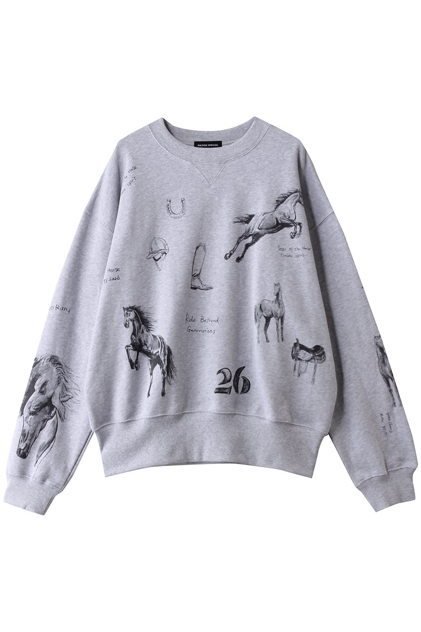 メゾンスペシャル/MAISON SPECIALのDrawing Horse Sweatshirt/ドローイングホーススウェット(GRY(グレー)/21252415814)