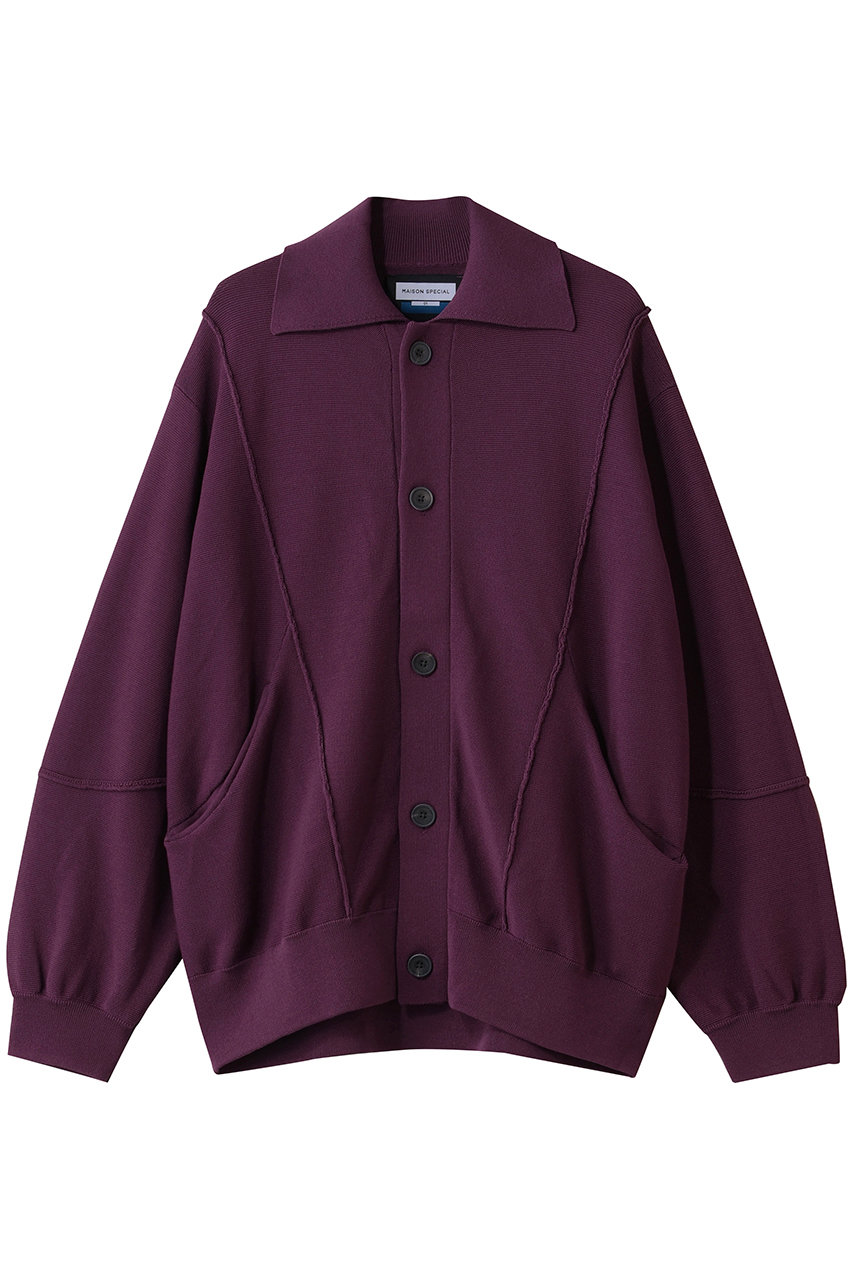 メゾンスペシャル/MAISON SPECIALの【UNISEX】編みかえハイゲージポロカーデ(PPL(パープル)/11252361604)