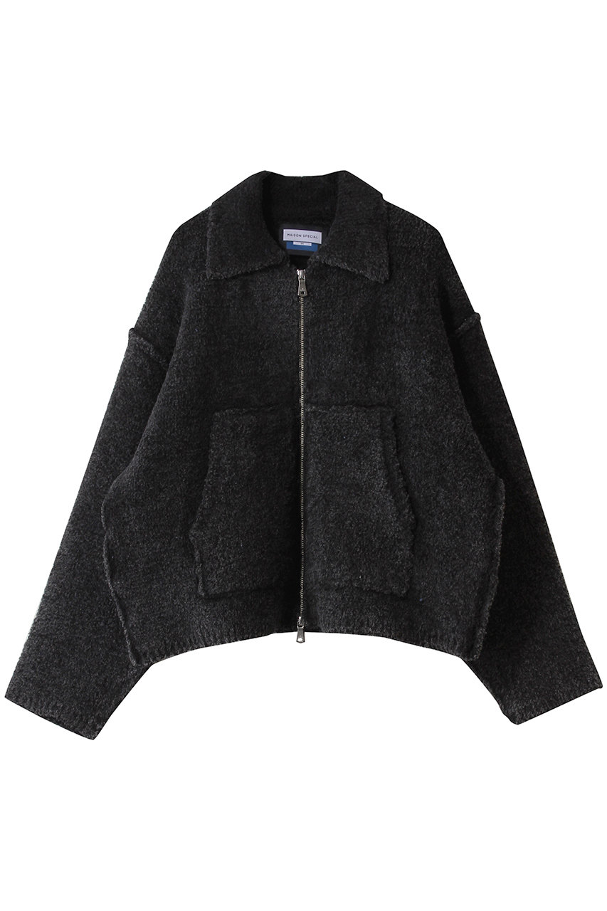 メゾンスペシャル/MAISON SPECIALの【UNISEX】フェードヤーン襟付きZIPニットブルゾン(BLK(ブラック)/11252211303)