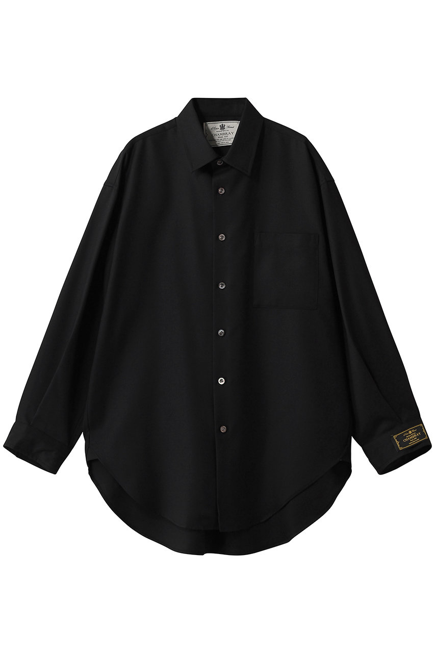 メゾンスペシャル/MAISON SPECIALの【UNISEX】72/2 4色シャンブレーウールシャツコート(BLK(ブラック)/11252311213)
