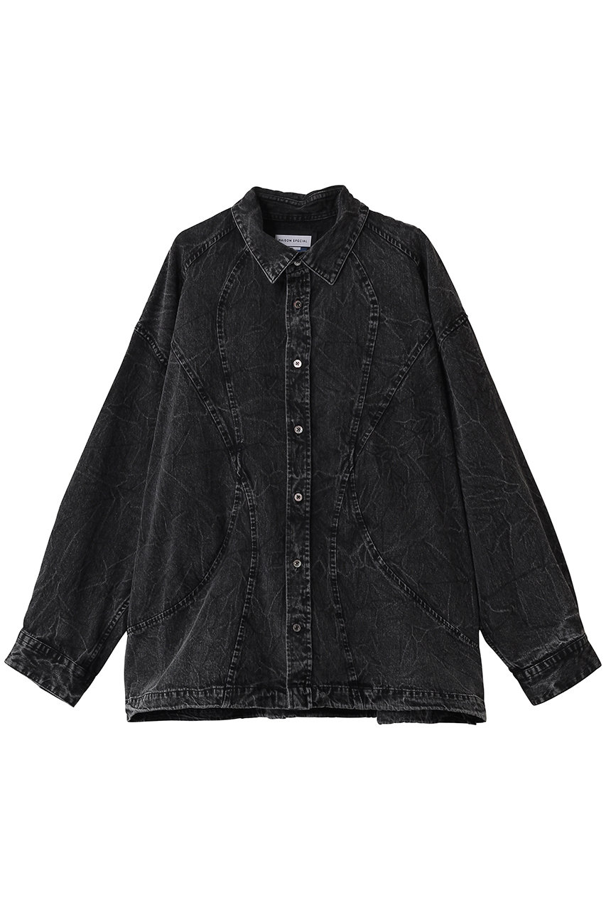 メゾンスペシャル/MAISON SPECIALの【UNISEX】デニム カーブ切替シャツブルゾン(BLK(ブラック)/11252311502)