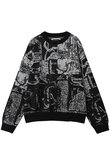 【UNISEX】総柄JQDニット スカーフコラージュパターン