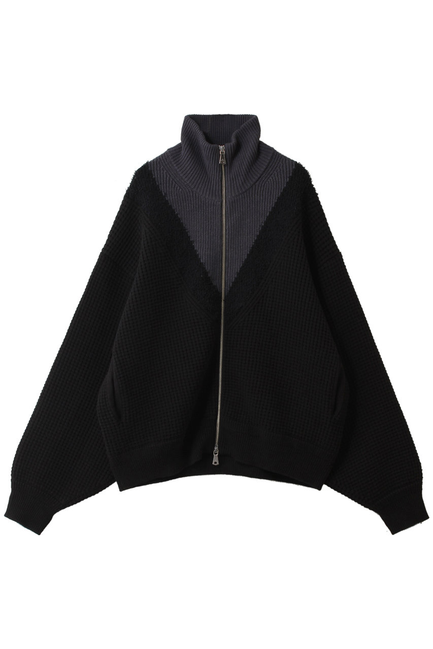 メゾンスペシャル/MAISON SPECIALの【UNISEX】Prime-Over V切替ドライバーズニットブルゾン(BLK(ブラック)/11261211304)