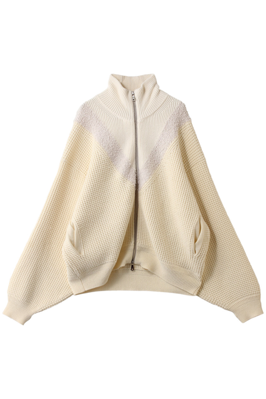 メゾンスペシャル/MAISON SPECIALの【UNISEX】Prime-Over V切替ドライバーズニットブルゾン(IVR(アイボリー)/11261211304)