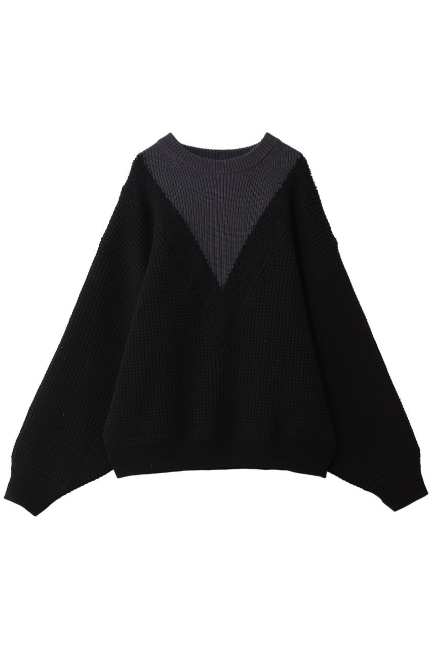 メゾンスペシャル/MAISON SPECIALの【UNISEX】Prime-Over V切替ニットPO(BLK(ブラック)/11261361308)