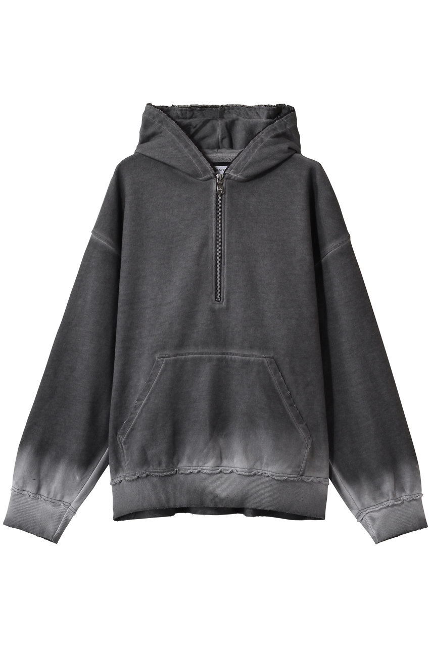 メゾンスペシャル/MAISON SPECIALの【UNISEX】DEEP FRONT　ハーフジップパーカーPO(BLK(ブラック)/11261411702)