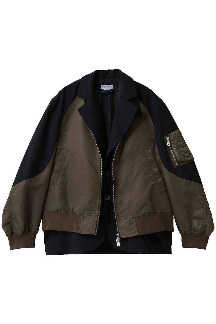 MAISON SPECIAL 【UNISEX】MA-1レイヤリング 2Bジャケット (NVY(ネイビー), 2) メゾンスペシャル ELLE SHOP