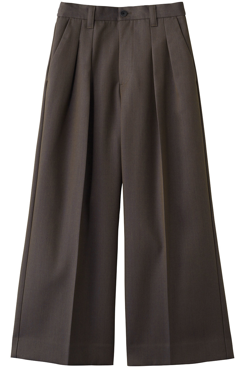 MAISON SPECIAL 【UNISEX】48/2 4色シャンブレーウールツータックワイド (GRY(グレー), 0) メゾンスペシャル ELLE SHOP