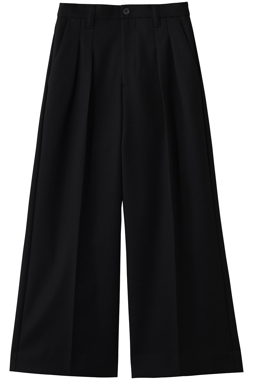 メゾンスペシャル/MAISON SPECIALの【UNISEX】48/2 4色シャンブレーウールツータックワイド(BLK(ブラック)/11251461215)