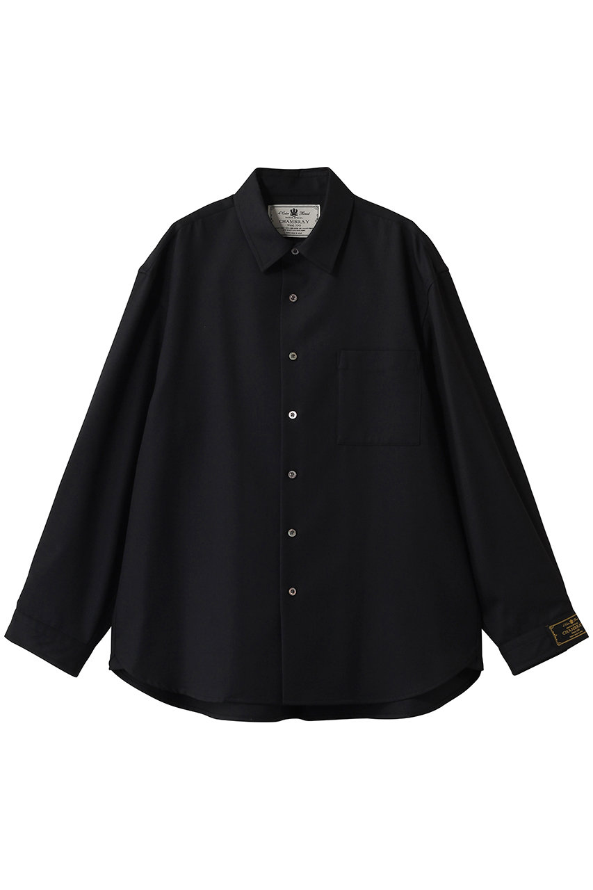 メゾンスペシャル/MAISON SPECIALの【UNISEX】72/2 4色シャンブレーウールシャツ(BLK(ブラック)/11261311619)