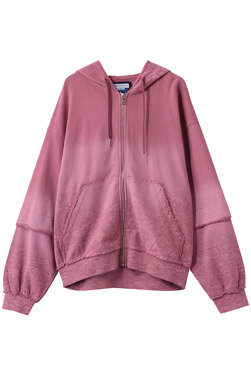 MAISON SPECIAL 【UNISEX】レーススプレーダイ ZIPパーカー (PNK(ピンク), 0) メゾンスペシャル ELLE SHOP