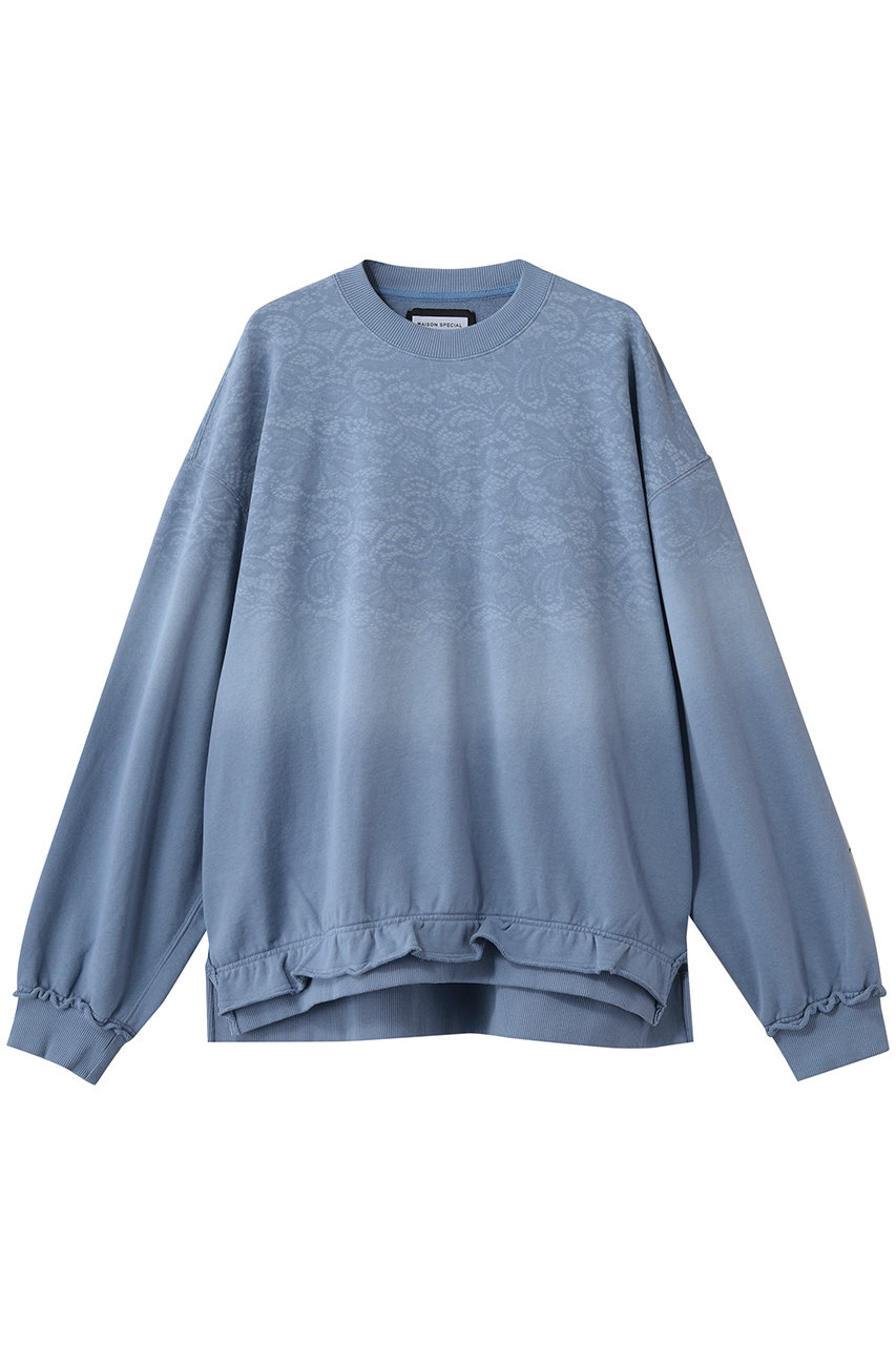 MAISON SPECIAL 【UNISEX】レーススプレーダイ クルーネックPO (L.BLU(ライトブルー), 0) メゾンスペシャル ELLE SHOP