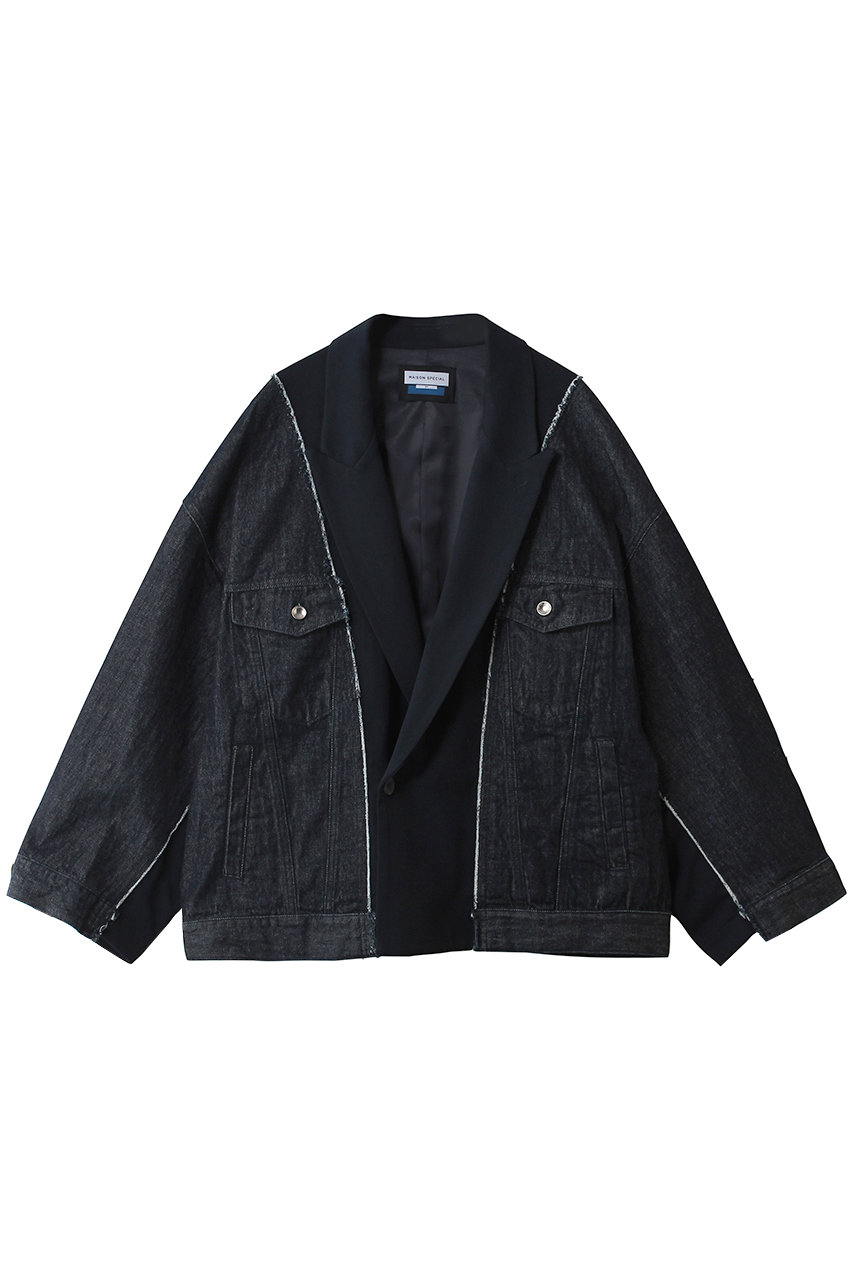メゾンスペシャル/MAISON SPECIALの【UNISEX】ドッキングデニム ピークドラペルJKT(NVY(ネイビー)/11261111502)