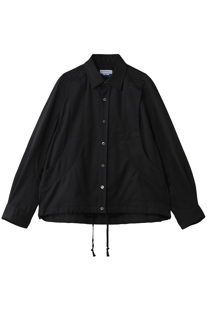メゾンスペシャル/MAISON SPECIALの【UNISEX】西川毛織　ウールカーブシャツ(BLK(ブラック)/11261311627)