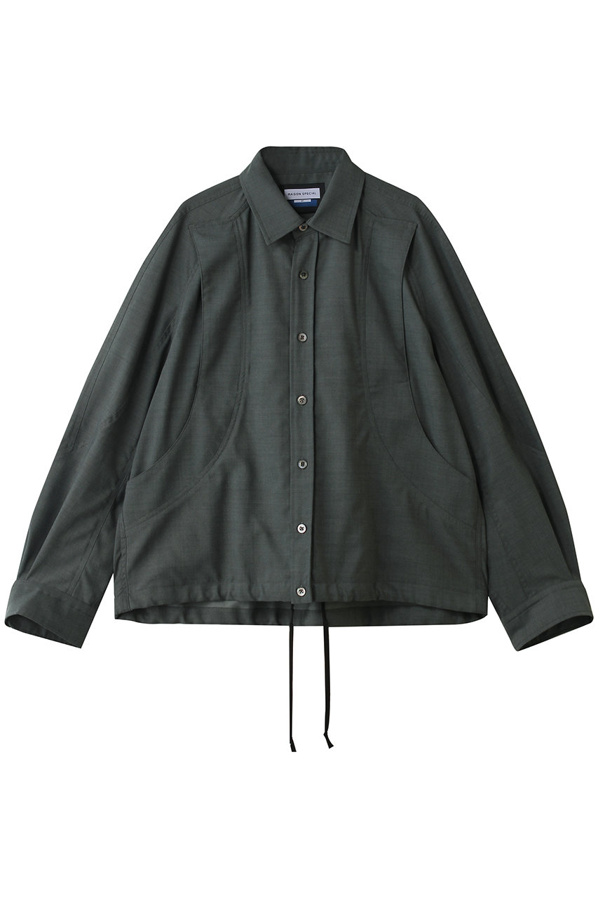 メゾンスペシャル/MAISON SPECIALの【UNISEX】西川毛織　ウールカーブシャツ(KHK(カーキ)/11261311627)