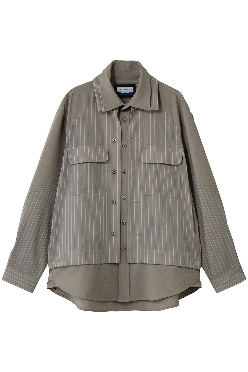 メゾンスペシャル/MAISON SPECIALの【UNISEX】レイヤリングオープンカラーシャツ(G.BGE(グレーベージュ)/11261311623)