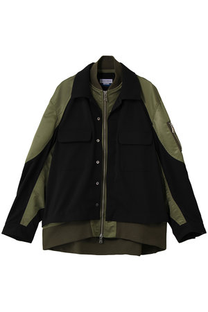 メゾンスペシャル/MAISON SPECIALの【UNISEX】レイヤリングMA-1オープンカラーシャツ(110400/110403)