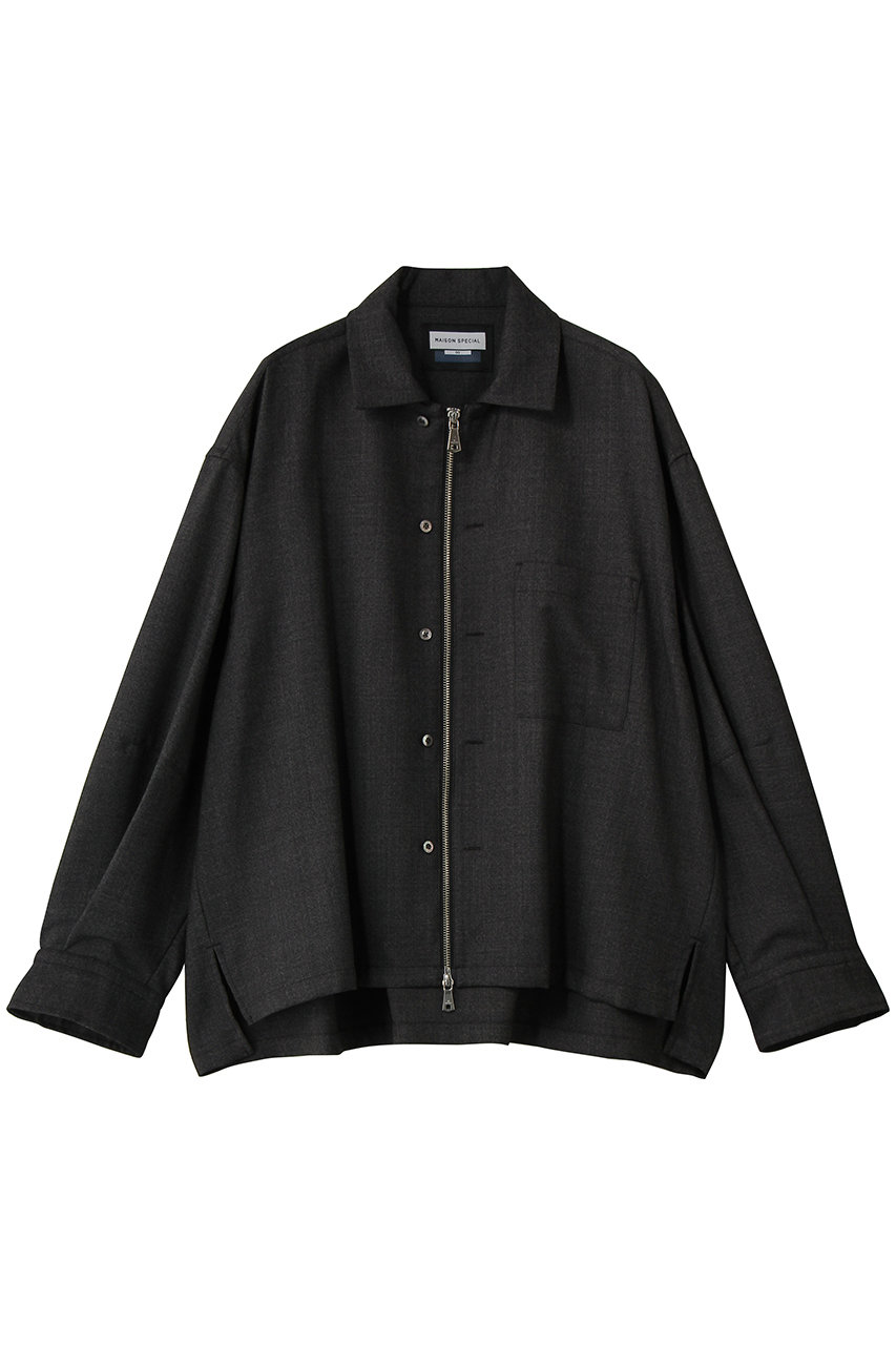 MAISON SPECIAL 【UNISEX】西川毛織 ウールZIPシャツ (C.GRY(チャコールグレー), 0) メゾンスペシャル ELLE SHOP