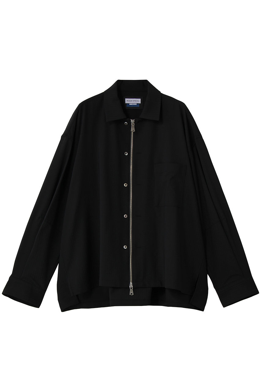メゾンスペシャル/MAISON SPECIALの【UNISEX】西川毛織　ウールZIPシャツ(BLK(ブラック)/11261311628)