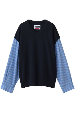 メゾンスペシャル/MAISON SPECIALの【UNISEX】シャツドッキングVネックニット PO L/S(110100/110105)