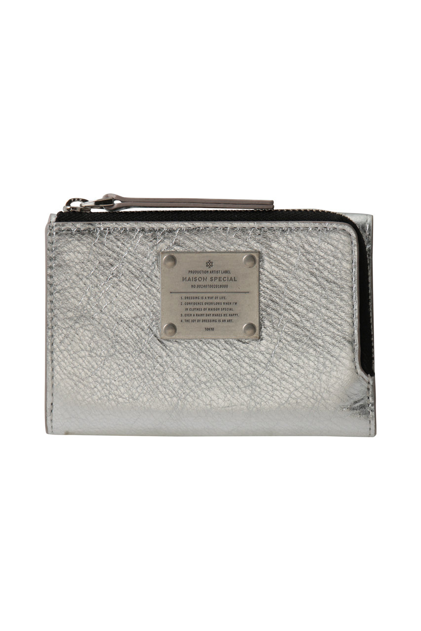 メゾンスペシャル/MAISON SPECIALの【UNISEX】Lジップ三つ折りコインケース メタルプレートつき(SLV(シルバー)/11259661221)