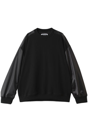 メゾンスペシャル/MAISON SPECIALの【UNISEX】レザーライクサテンドッキング クルーネックニットPO L/S(110300/110301)