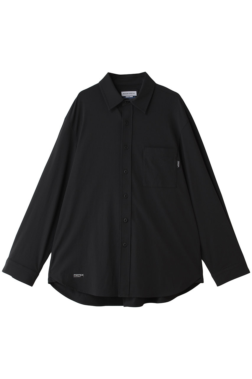 メゾンスペシャル/MAISON SPECIALの【UNISEX】PERTEX レギュラーカラーL/Sシャツ(BLK(ブラック)/11261311615)